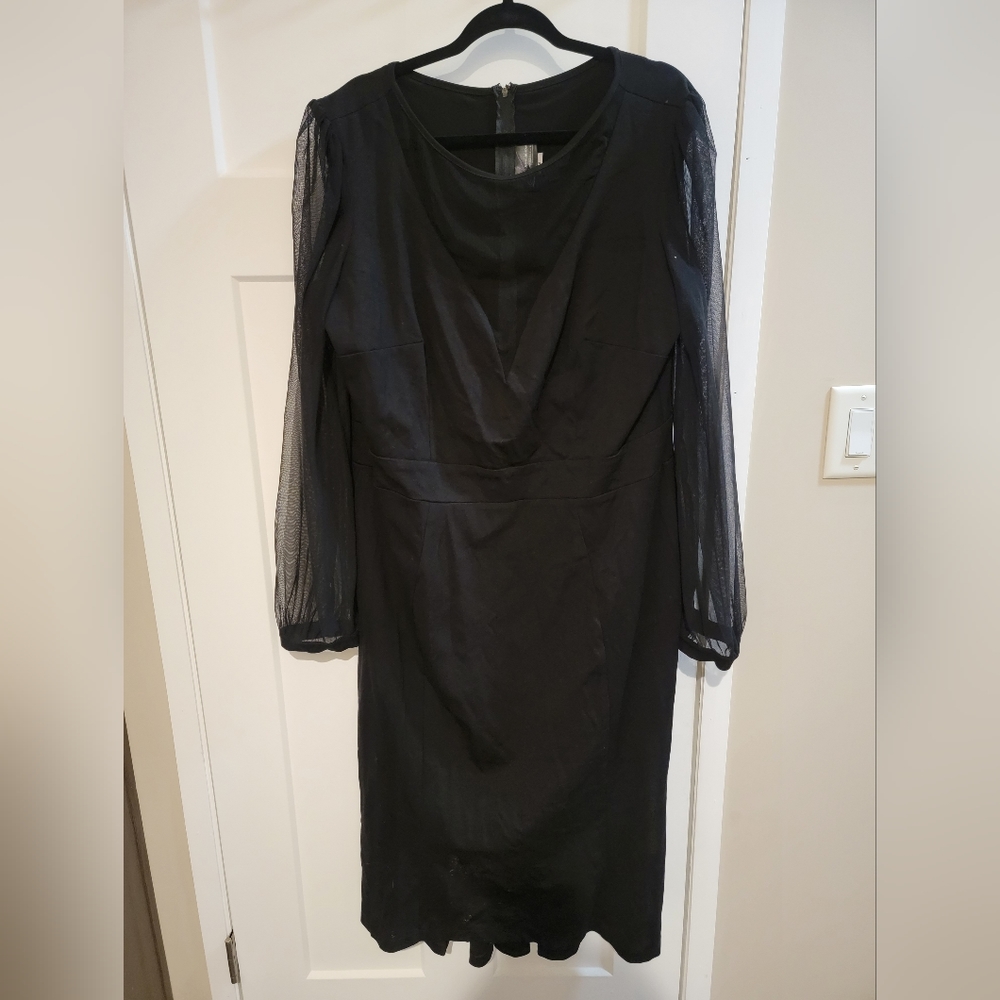 Pinup Girl Clothing x Elvira black mesh sleeve wiggle dress 4x